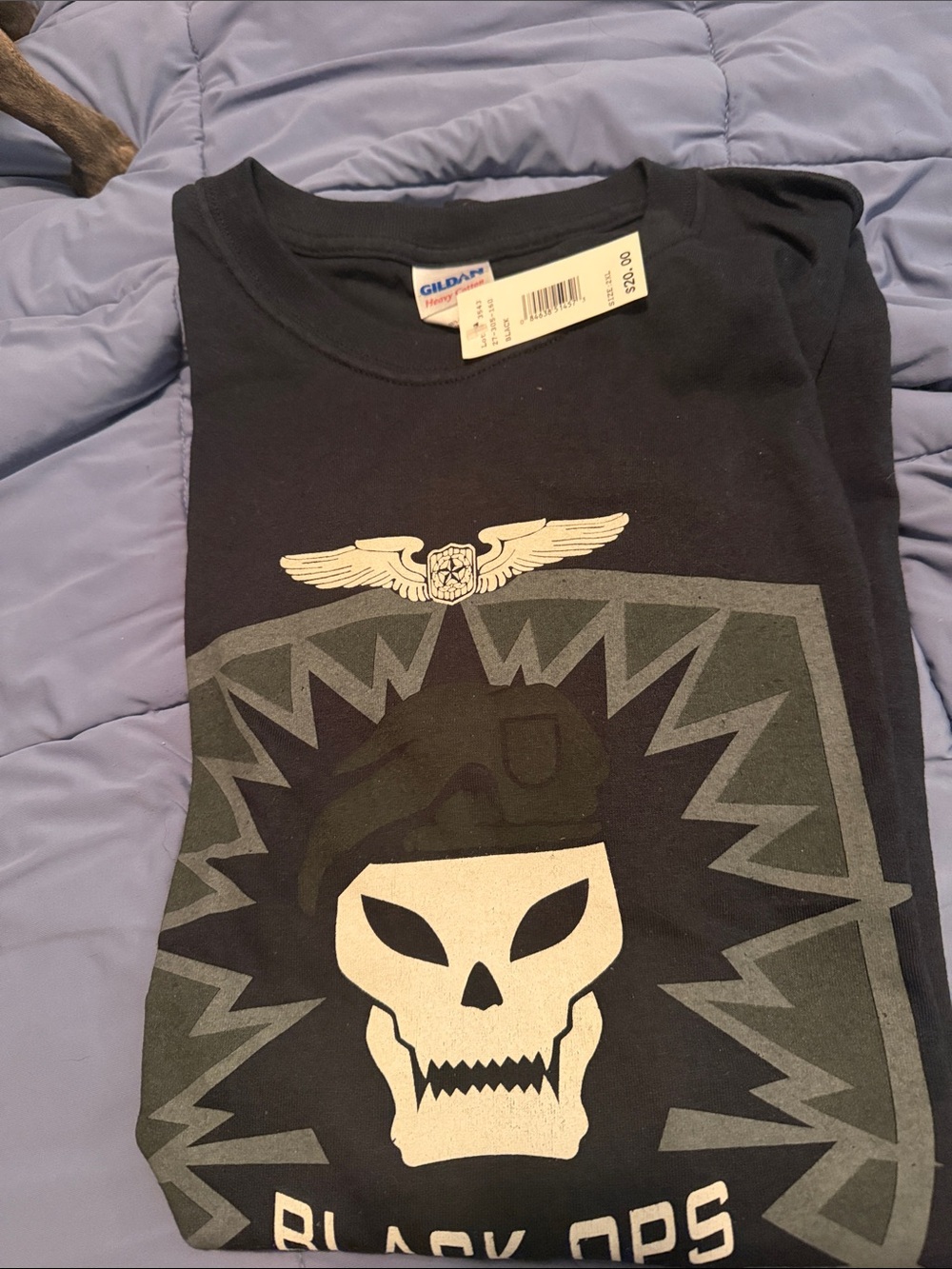 Gildan Black Graphic 'Black Ops' Skull Short Sleeve Tee